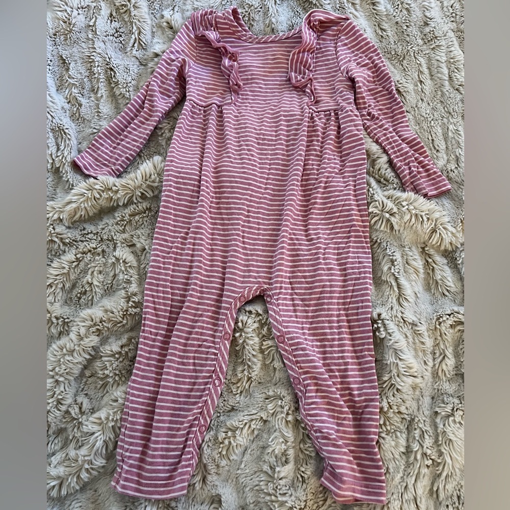 Little Sleepies Play Mauve Pink and White Striped Baby Outfit 6-12m